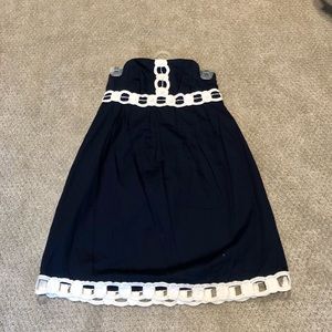 Lilly Pulitzer Navy & White Strapless Dress